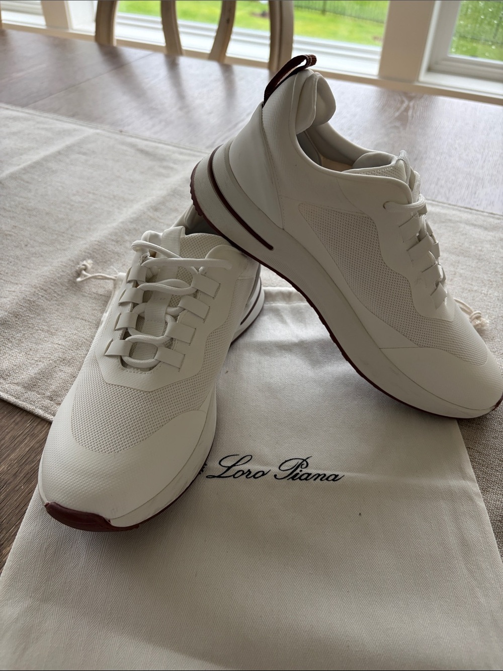 Loro Piana White Sneakers with Brown Accents